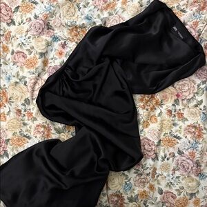 Zara Luxurious Black Satin Wrap